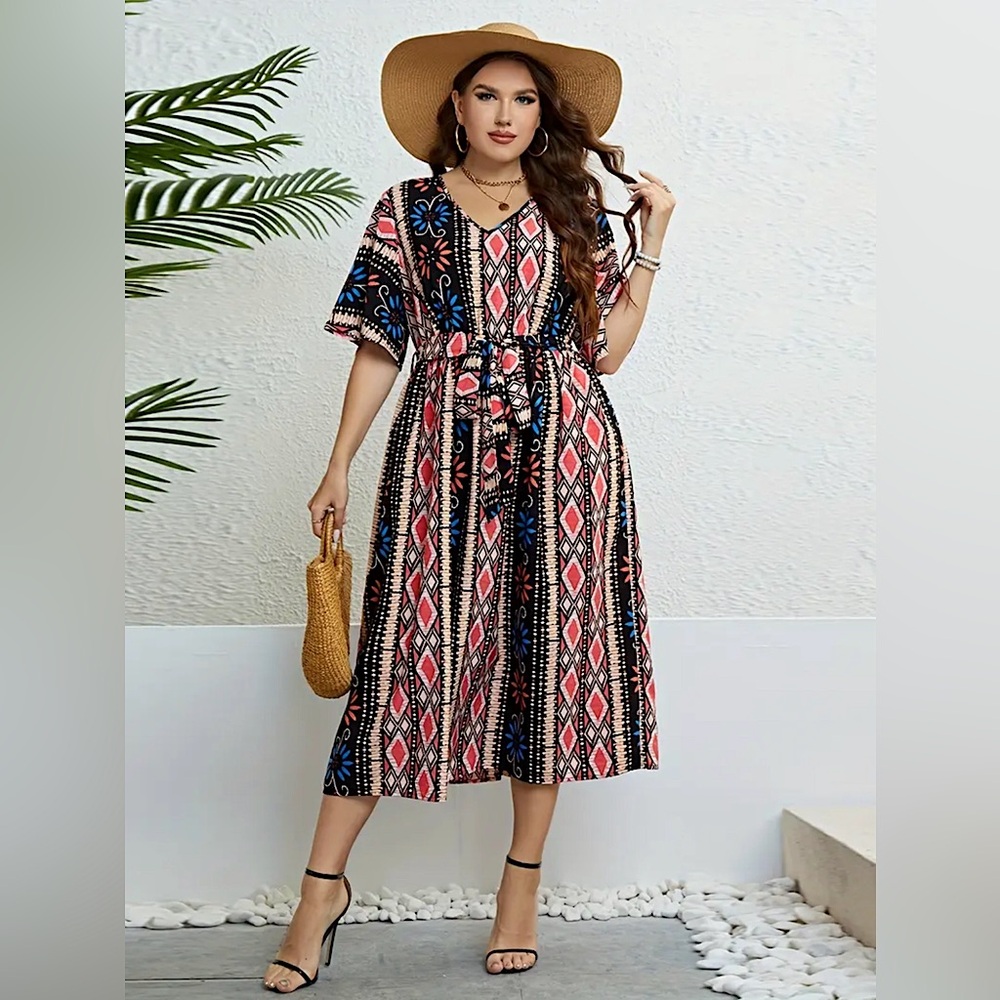 Boho - Aztec Print - Maxi Dress